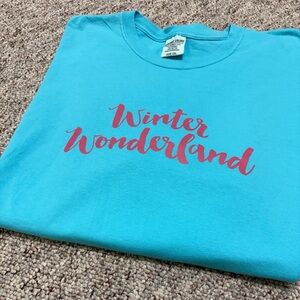 Christmas T-shirt, turquoise and pink Winter Wonderland